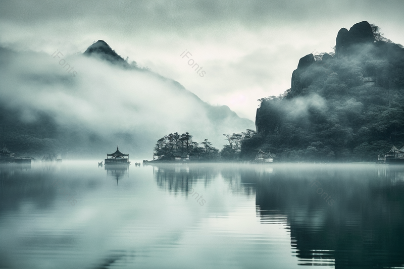 墨色水墨画风格山水摄影照片,高清,摄影图,摄影图片,图片大全,摄影图免费下载